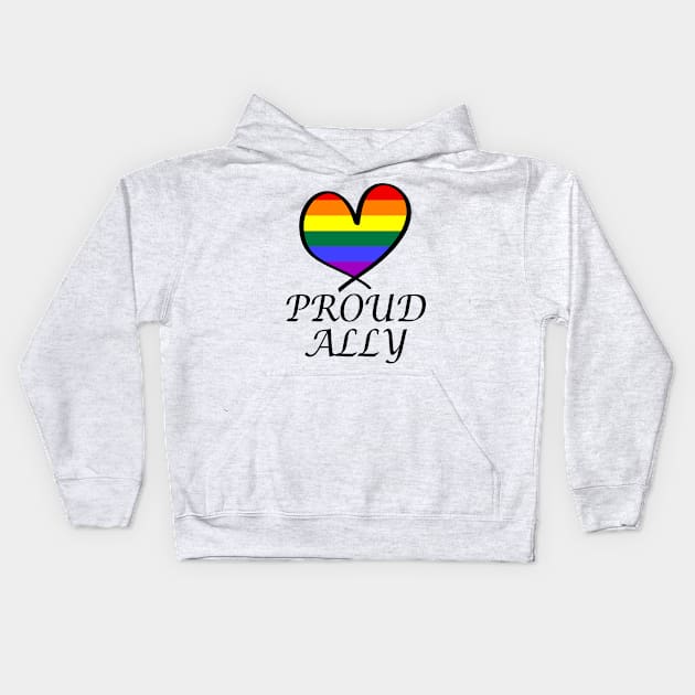 Proud Ally LGBT Gay Pride Month Rainbow Flag Kids Hoodie by artbypond